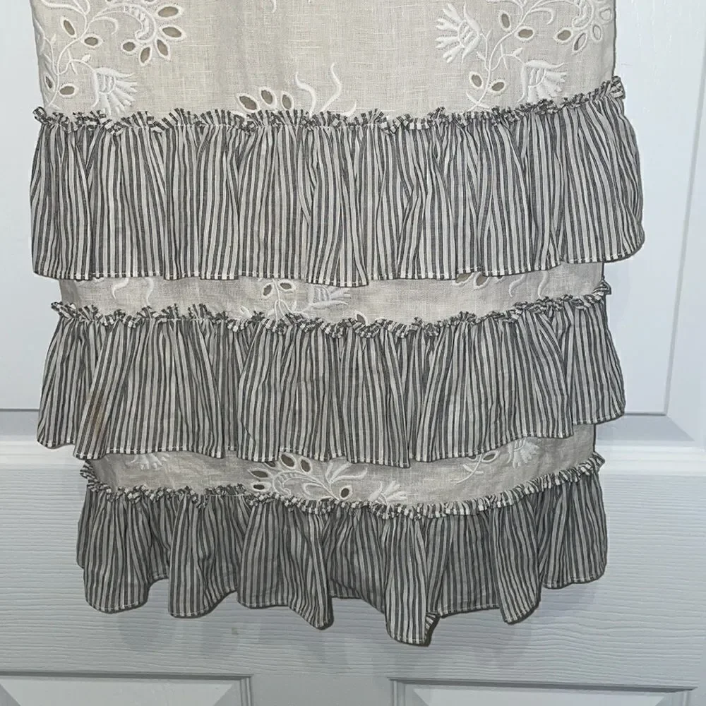 Rebecca Taylor Garden Linen Eyelet Dress in Vanilla
